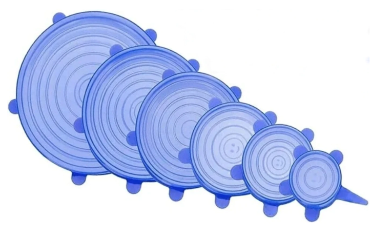 Set 6 capace pentru alimente flexibile din silicon transparent albastru Albastru imagine noua 2022
